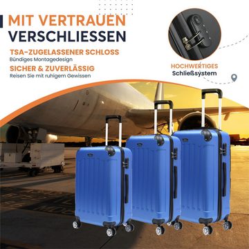 KESSMANN Kofferset 3 teilig Hartschalenkofferset M L XL Koffer + Digitale Kofferwaage, 4 Rollen, (Reisekofferset, 4 tlg., Schloss Teleskopgriff Gepäck Urlaub Zubehör Reise Hartschale Trolley), Reisetasche Kofferset groß mittel klein Handgepäck Gepäck Rollkoffer