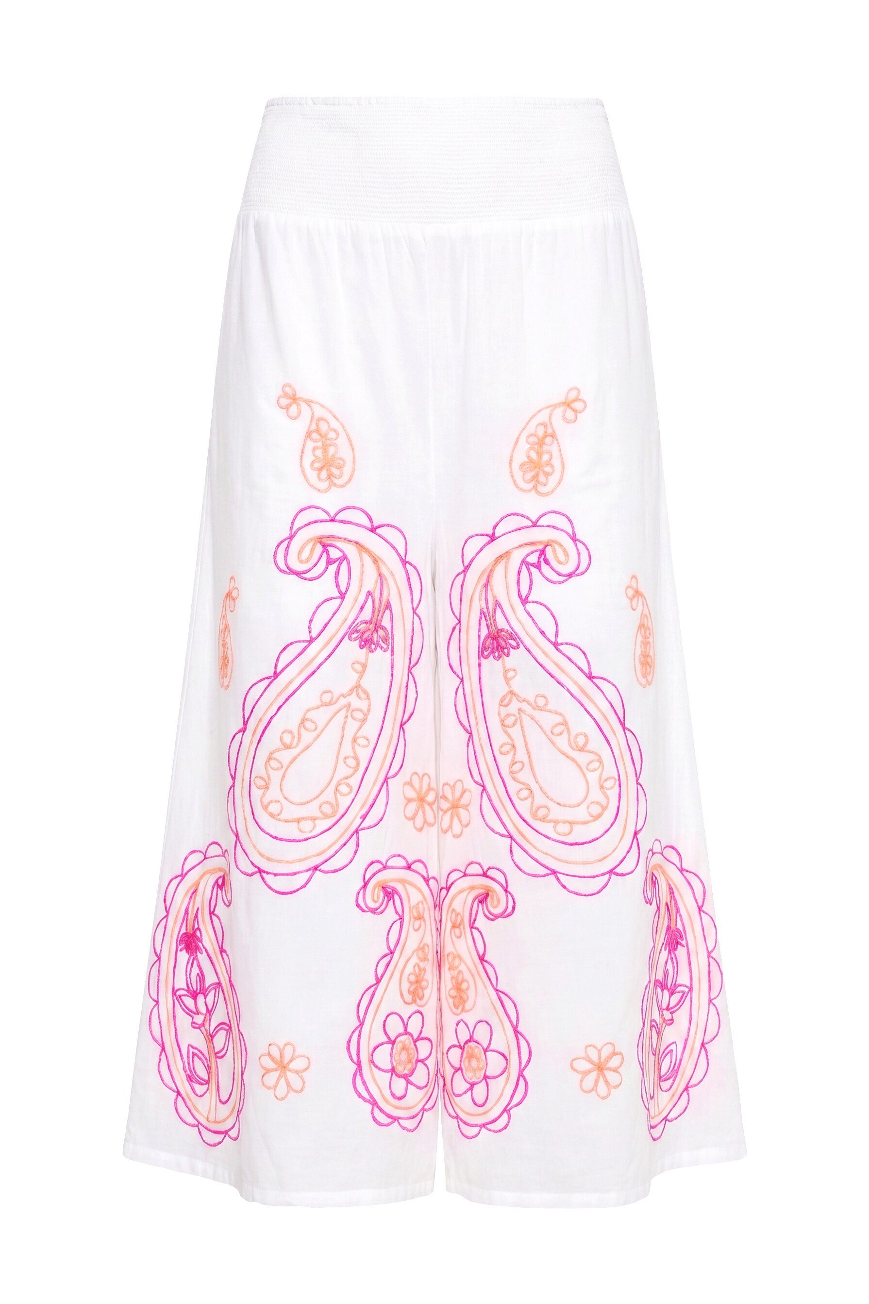 Ulla Popken Schlupfhose Culotte Rose Stickerei weites Bein Smokbund