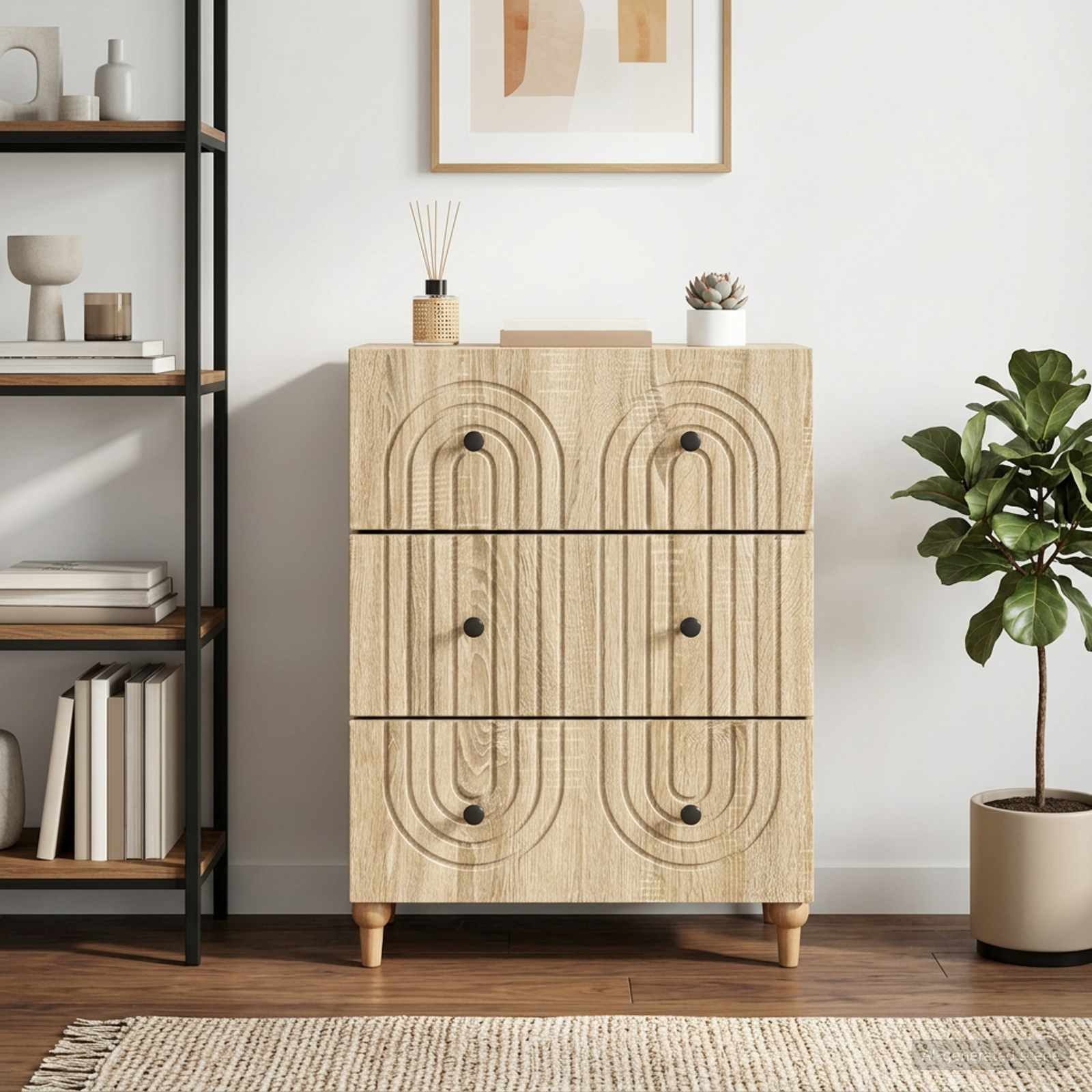 vidaXL Schranksystem Schubladenschrank Sonoma-Eiche 66 x 34,5 x 90 cm Holzwerkstoff (1-St)