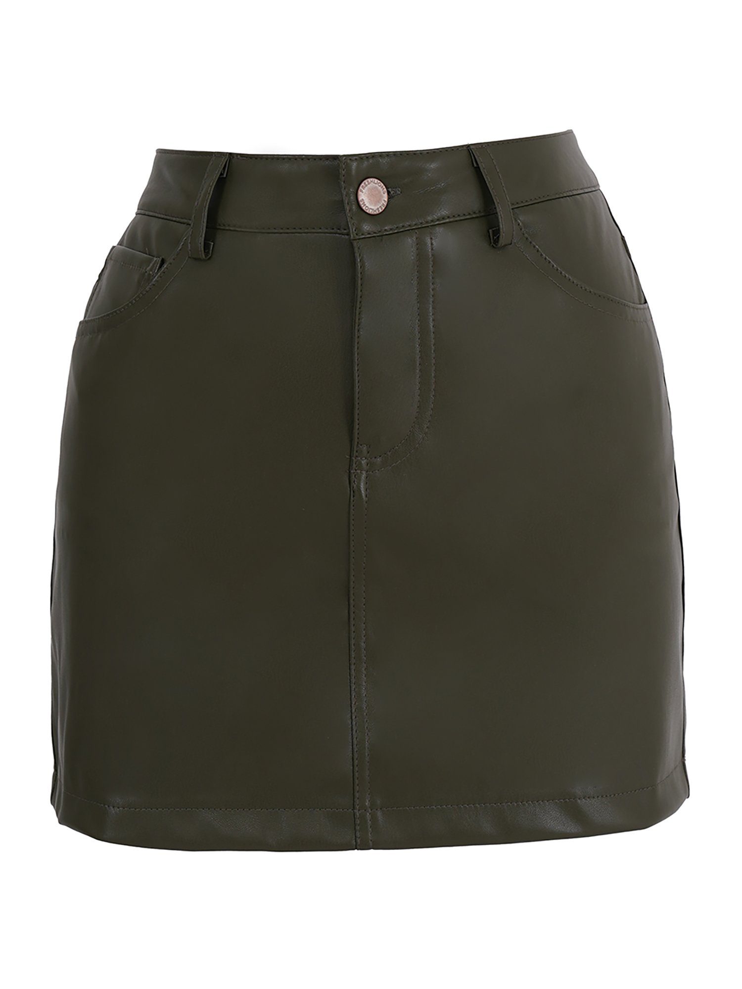 Freshlions grün Freshlions Skirt Lederimitatrock Leather Mini