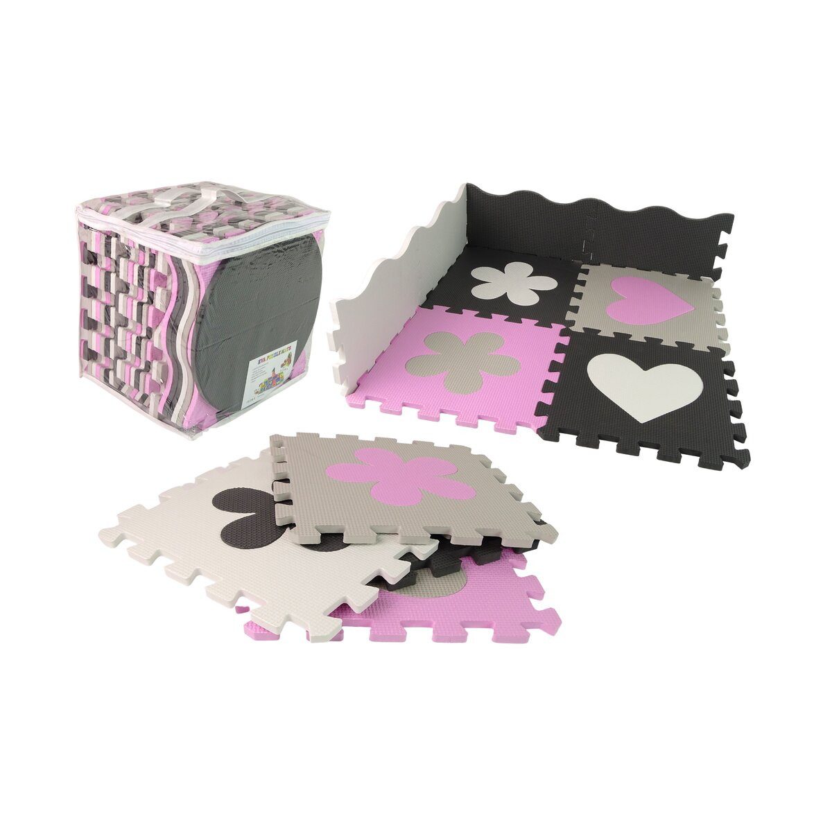 Wisam Lernspielzeug EVA-Schaumstoff-Lernmatte Puzzle für Babys Grau und Rosa 25