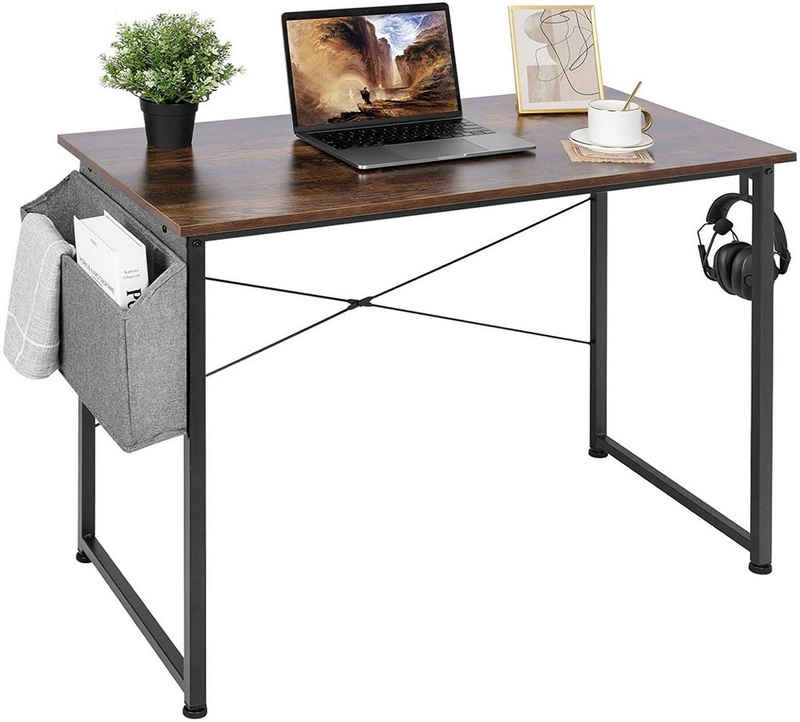 Fixkit Schreibtisch, Computertisch mit Aufbewahrungstasche, PC-Tisch Bürotisch Officetisch für Home Office Schule, Stabil Laptop-Tisch Arbeitstisch 100 x 50 cm