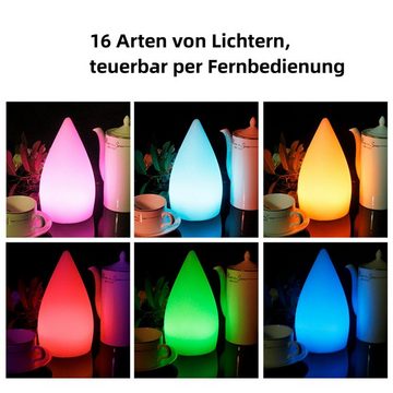 DOPWii Nachtlicht Nachttischlampe Tropfenform,16 RGB, mit Fernbedienung,1500mAh,12*23 cm, 16 Farben RGB