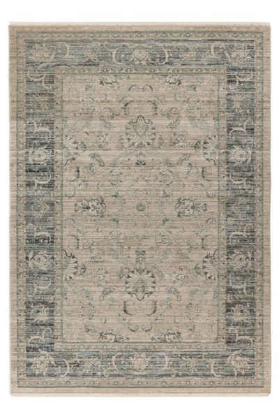 Teppich Teppich classic Design, beige, LALEE, Rechteckig, Höhe: 9 mm, Vintage look, mit Fransen, Ornamente, mit Bordüre