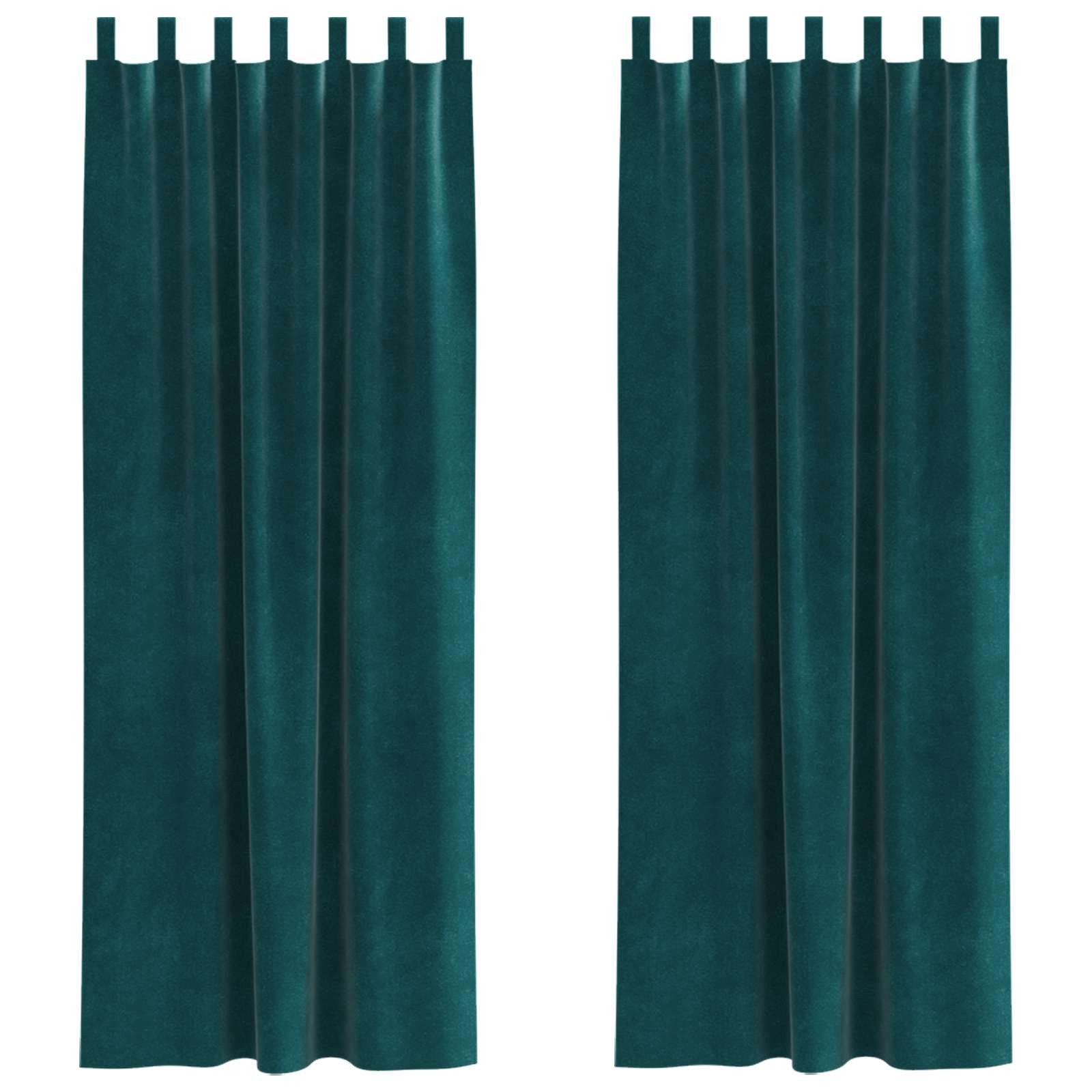 vidaXL Vorhang Verdunkelungsvorhänge 2 pcs Dunkelgrün 140 x 245 cm Samt (2 St), Samt