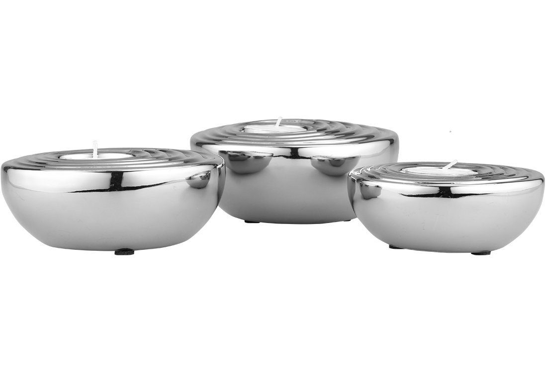 Dekonaz Kerzenleuchter 3-er, Deko-Kerzenhalter, Kerzenständer, Silber, Porz günstig online kaufen