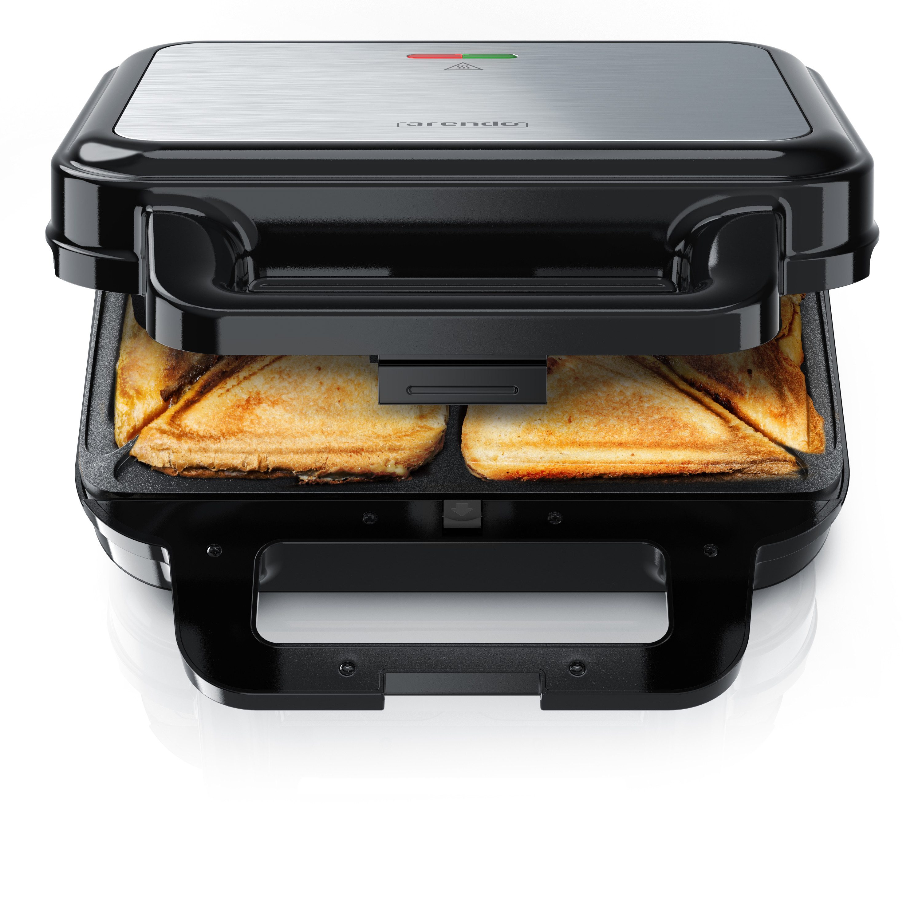 Arendo Sandwichmaker Sandwichmaker, Temperaturkontrolle, Cool-Touch-Griffe, Antirutschfüße, 900 W, Antihaftbeschichtung, Wechselplatten, Kabelaufwicklung, BPA-frei