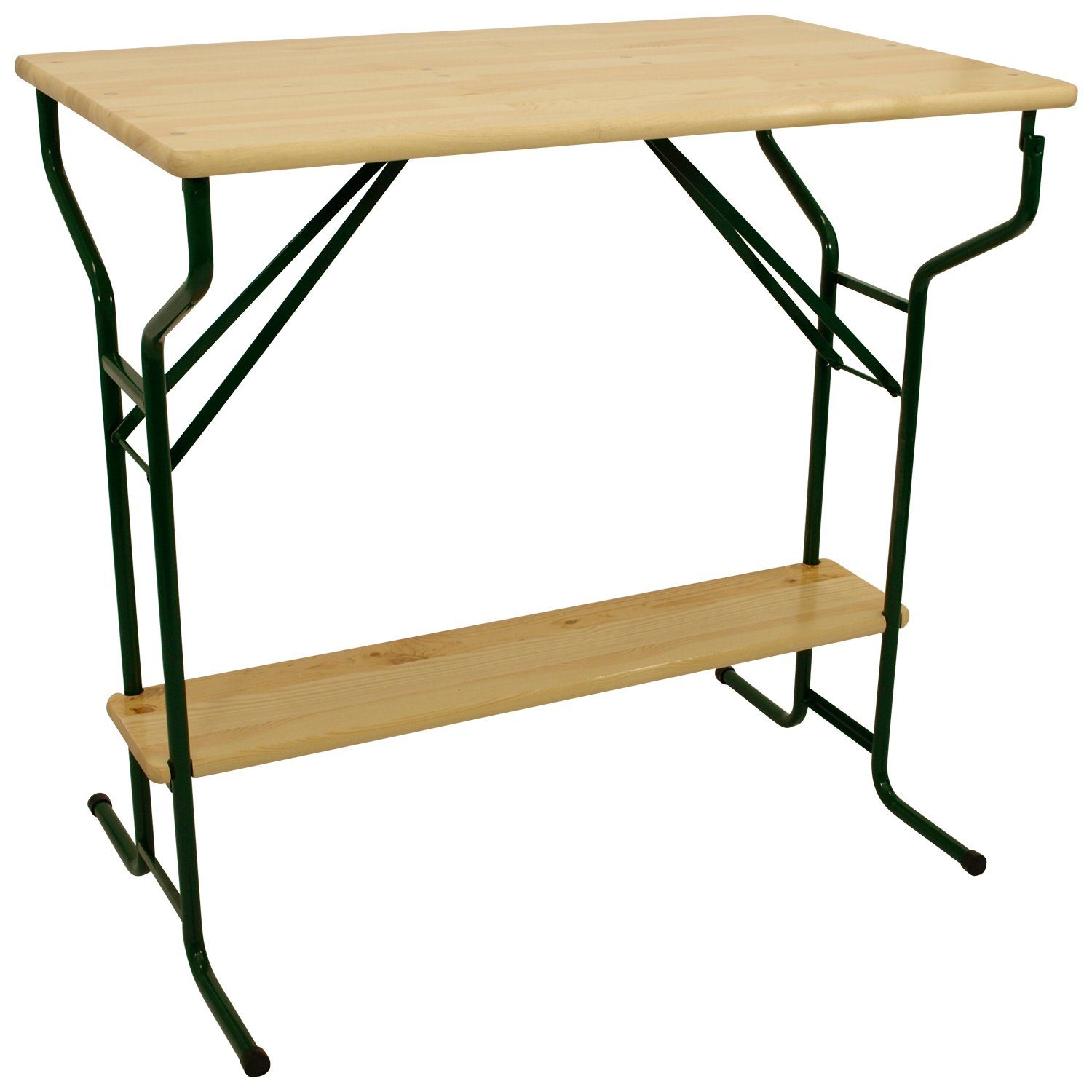 DEGAMO Stehtisch BAMBERG (1-St), 113x70cm, Höhe 110cm, Stahlgestell dunkelgrün, Tischplatte Kiefer