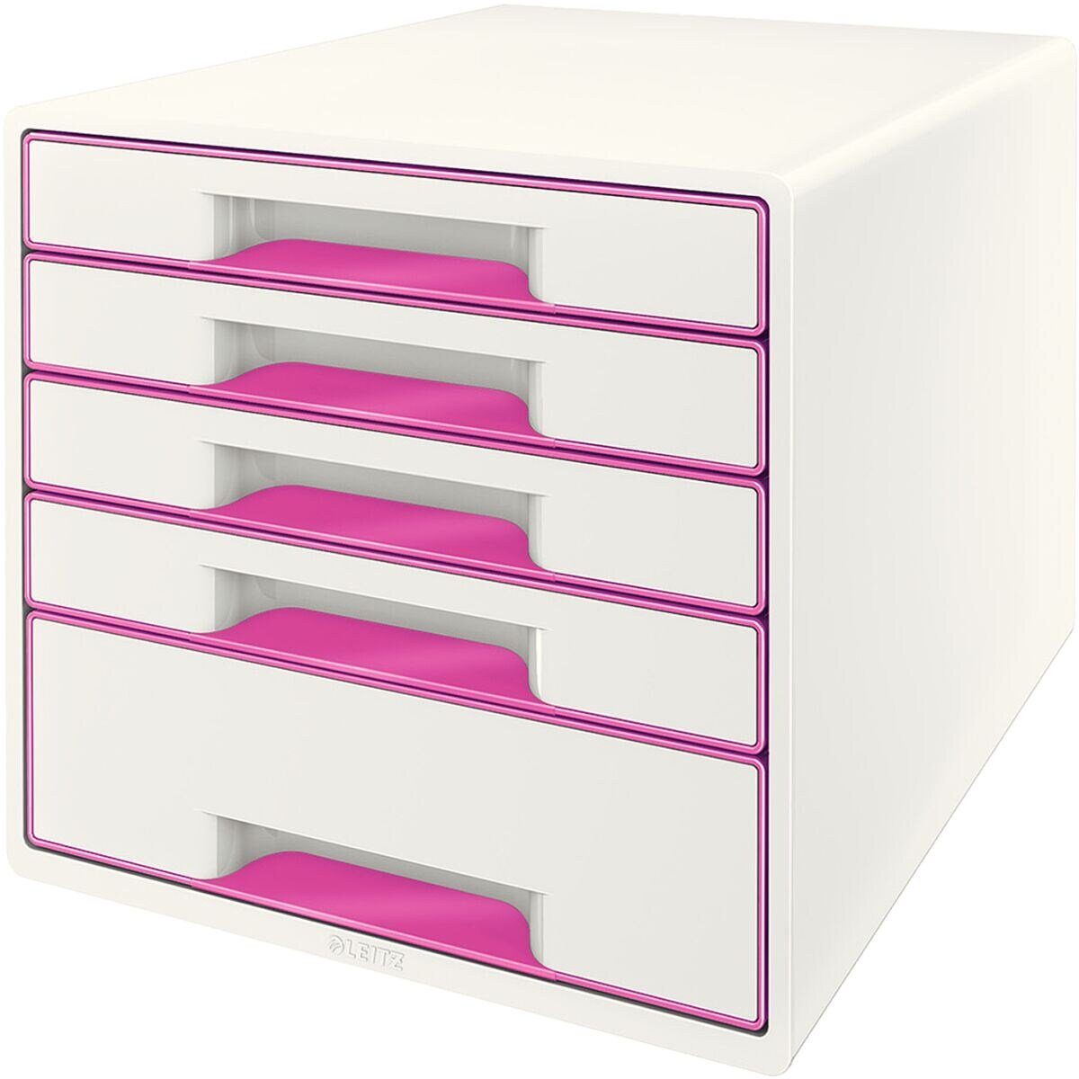 5214, Schubladenbox LEITZ stapelbar Cube WOW 5 geschlossen, Schubladen, pink metallic mit