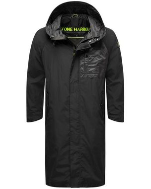 Stone Harbour Regenmantel Zafaar Lange, wasserdichte Herren Regenjacke mit Kapuze