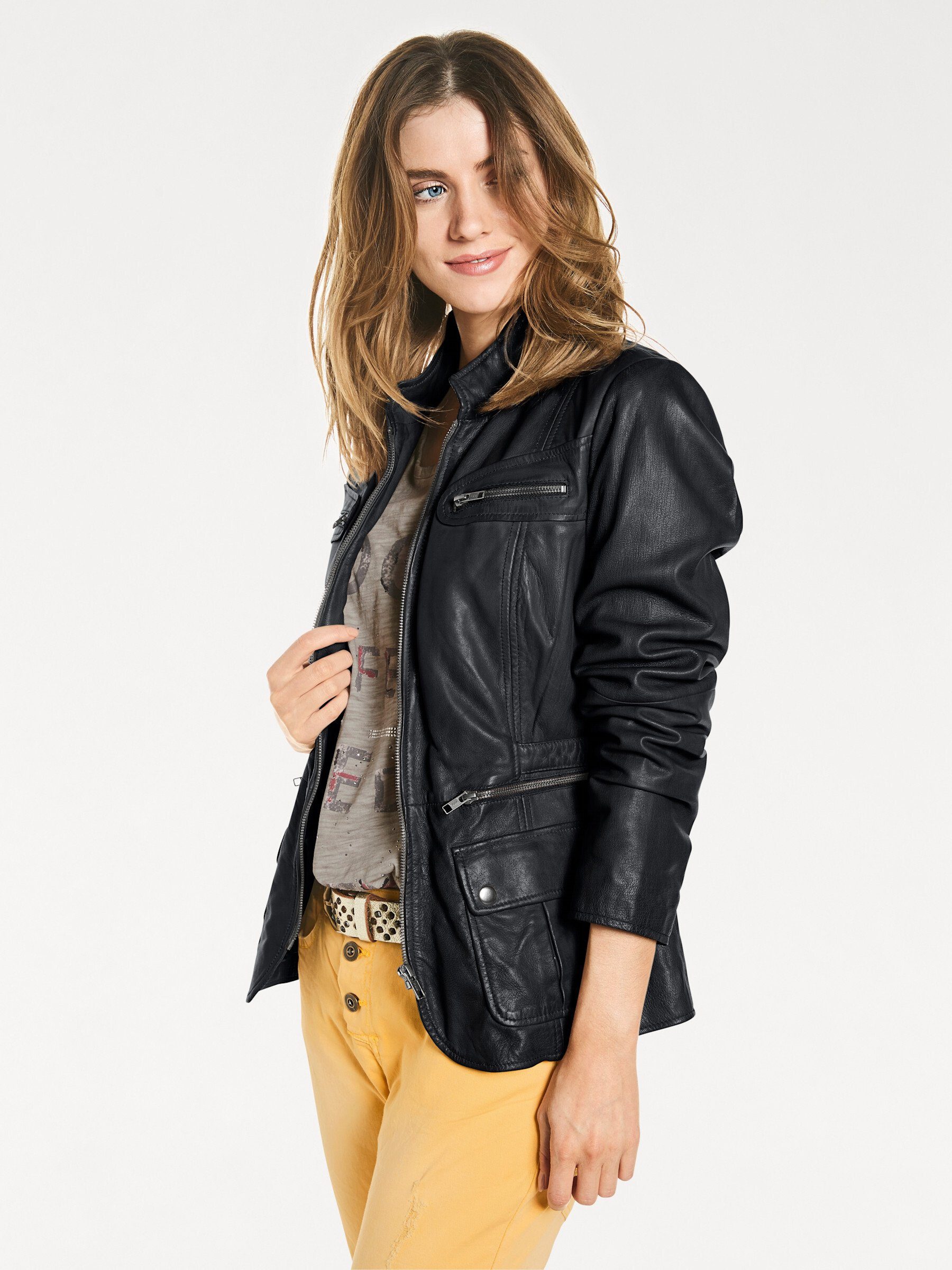 Allwetterjacke Leder-Jacke Langarm