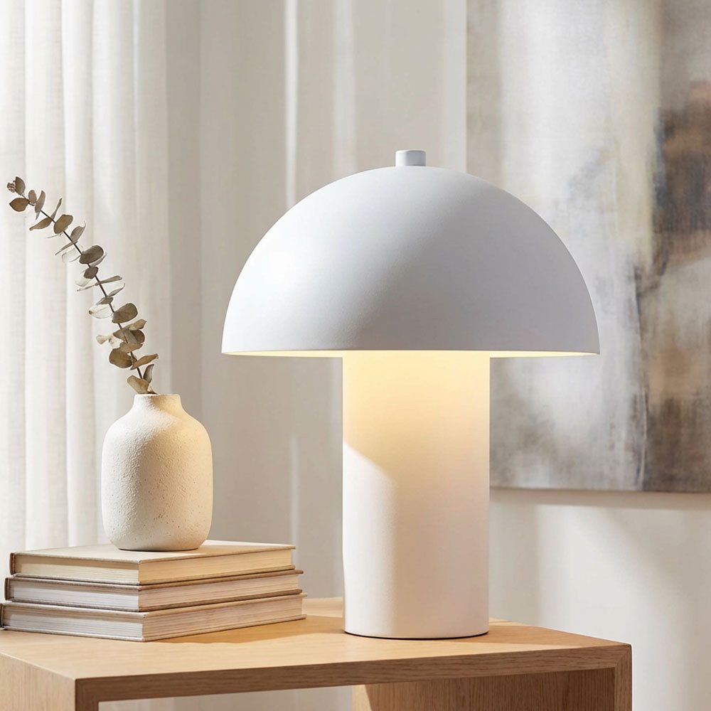 NOWA LED Tischleuchte, Leuchtmittel inklusive, Warmweiß, Tischlampe Tischleuchte Retro Pilz Design Leselampe weiß LED H 26cm