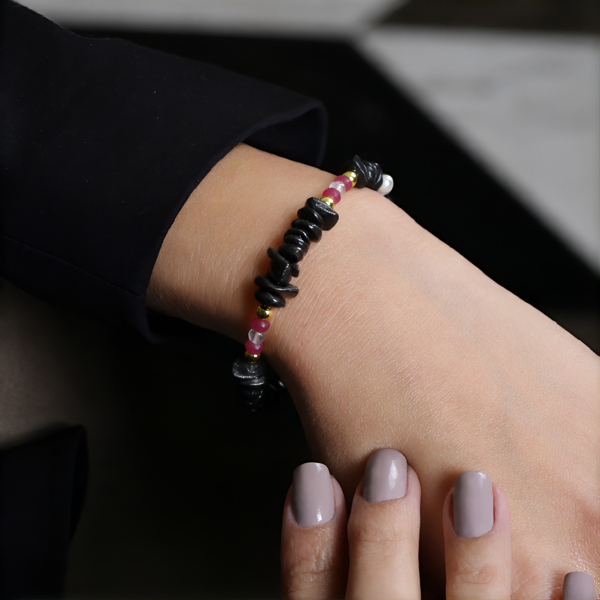 Cavill Armreif Cavill Edelstein-Armband 58,46 ct, Hämatit, Turmalin, Mondstein (1-tlg)