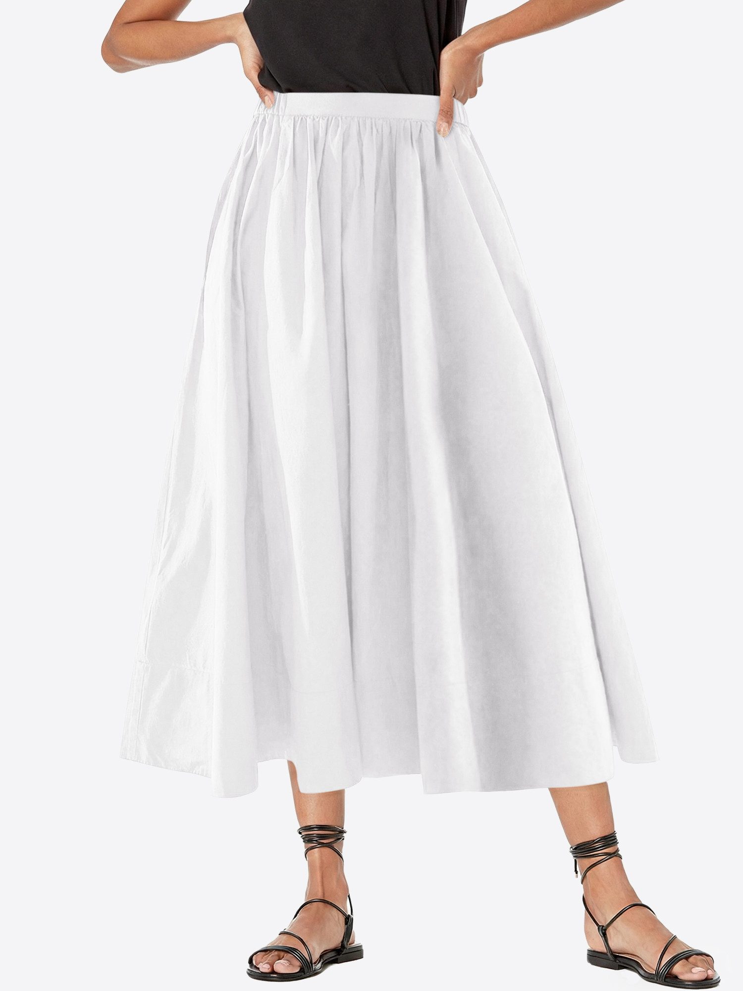 Imily Bela Midirock Damen Elastischer Hochtaillierter Boho-Rock (Packung, 1-tlg., 1per-Pack) mit Taschen