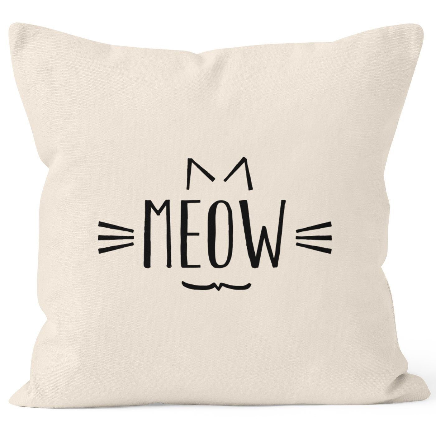 MoonWorks Dekokissen Kissenbezug Meow Miau Katze Cat Kissenhülle Dekokissen 40x40 Baumwolle Moonworks. € 14,90