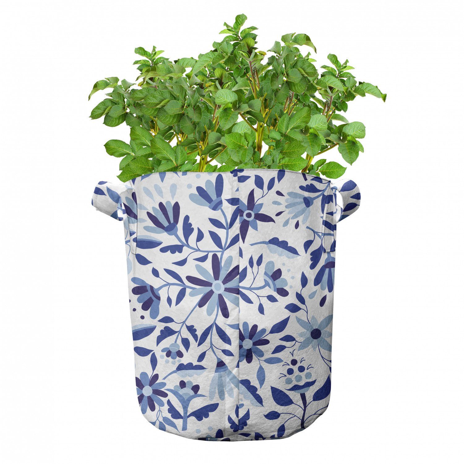 Griffen für Stofftöpfe Pflanzkübel Abakuhaus Blau Pflanzen, Blumen-Blatt-Knospen Moderne hochleistungsfähig mit