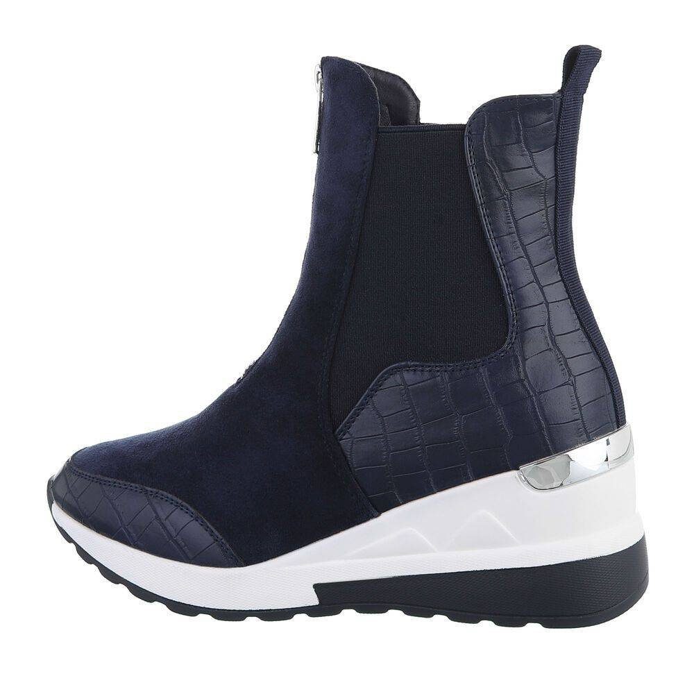 Schuhe Alle Sneaker Ital-Design Damen High-Top Freizeit Sneakerboots Keilabsatz/Wedge Sneakers High Blau
