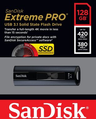Sandisk Cruzer Extreme Pro 128GB, USB 3.1, 420MB/s USB-Stick (USB 3.1, Lesegeschwindigkeit 420 MB/s)