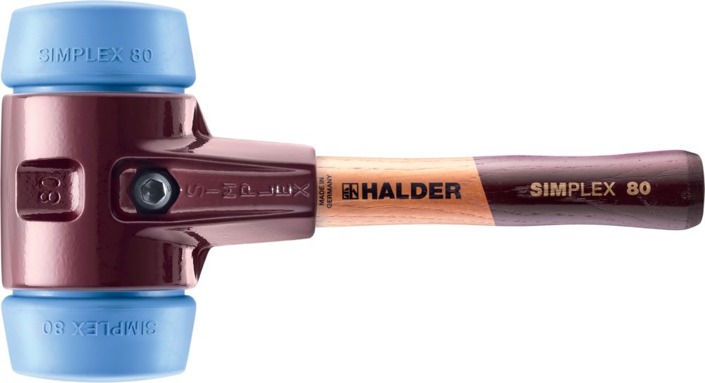 Halder KG Hammer Halder SIMPLEX-Schonhammer TPE-soft; Tempergussgehäuse und hochwertiger Holzstiel (80 mm, Stielausführung: extra kurz)