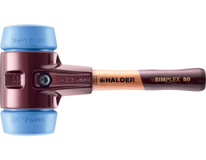 Halder KG Hammer Halder SIMPLEX-Schonhammer TPE-soft; Tempergussgehäuse und hochwertiger Holzstiel (80 mm Stielausführung: extra kurz)