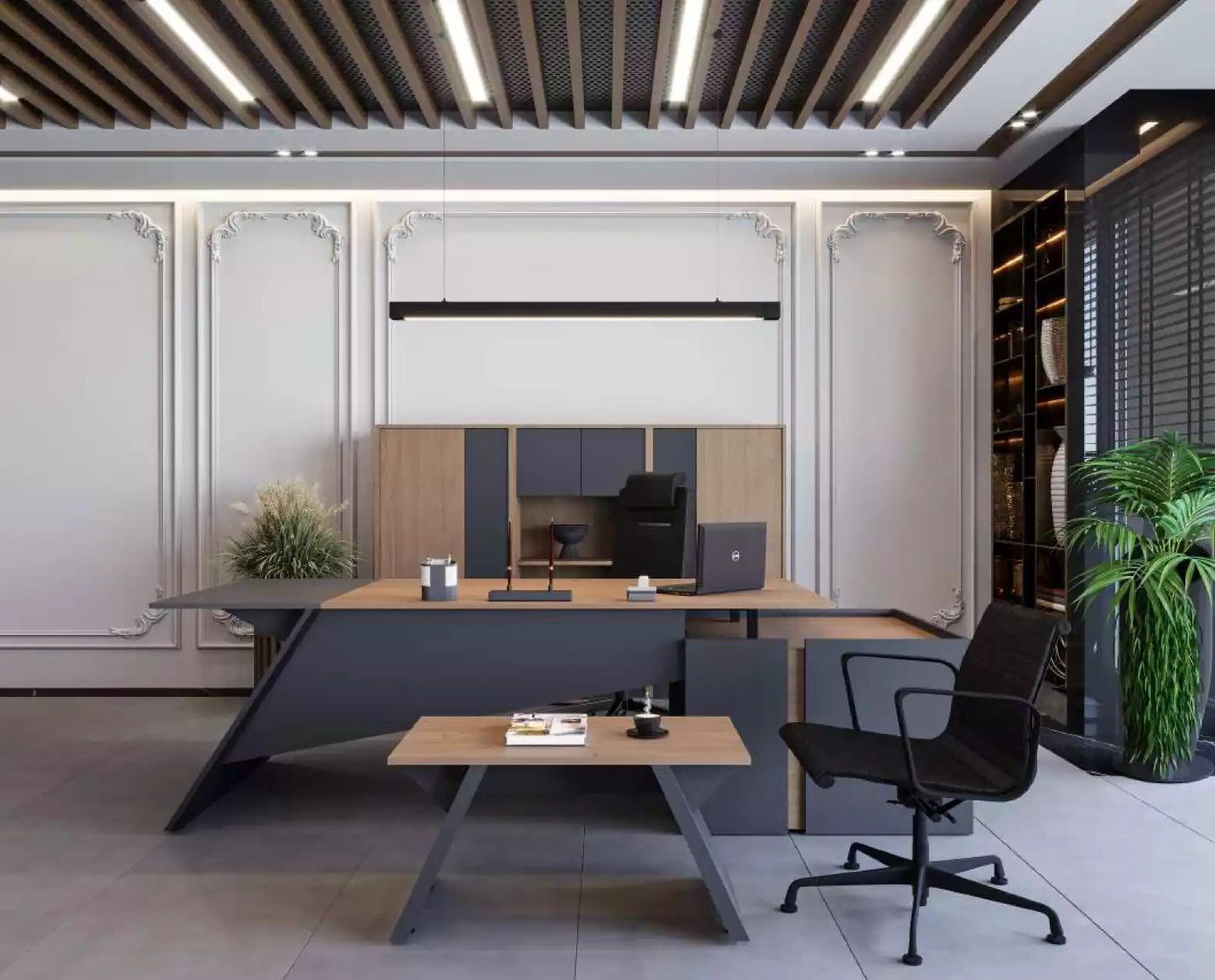 Xlmoebel Büromöbel-Set Elegantes Büro Möbel Set aus Holz mit Schreibtisch und Aktenschrank, (Set 3 tlg Schreibtisch+ Couchtisch + Aktenschrank), Hergestellt in Europa