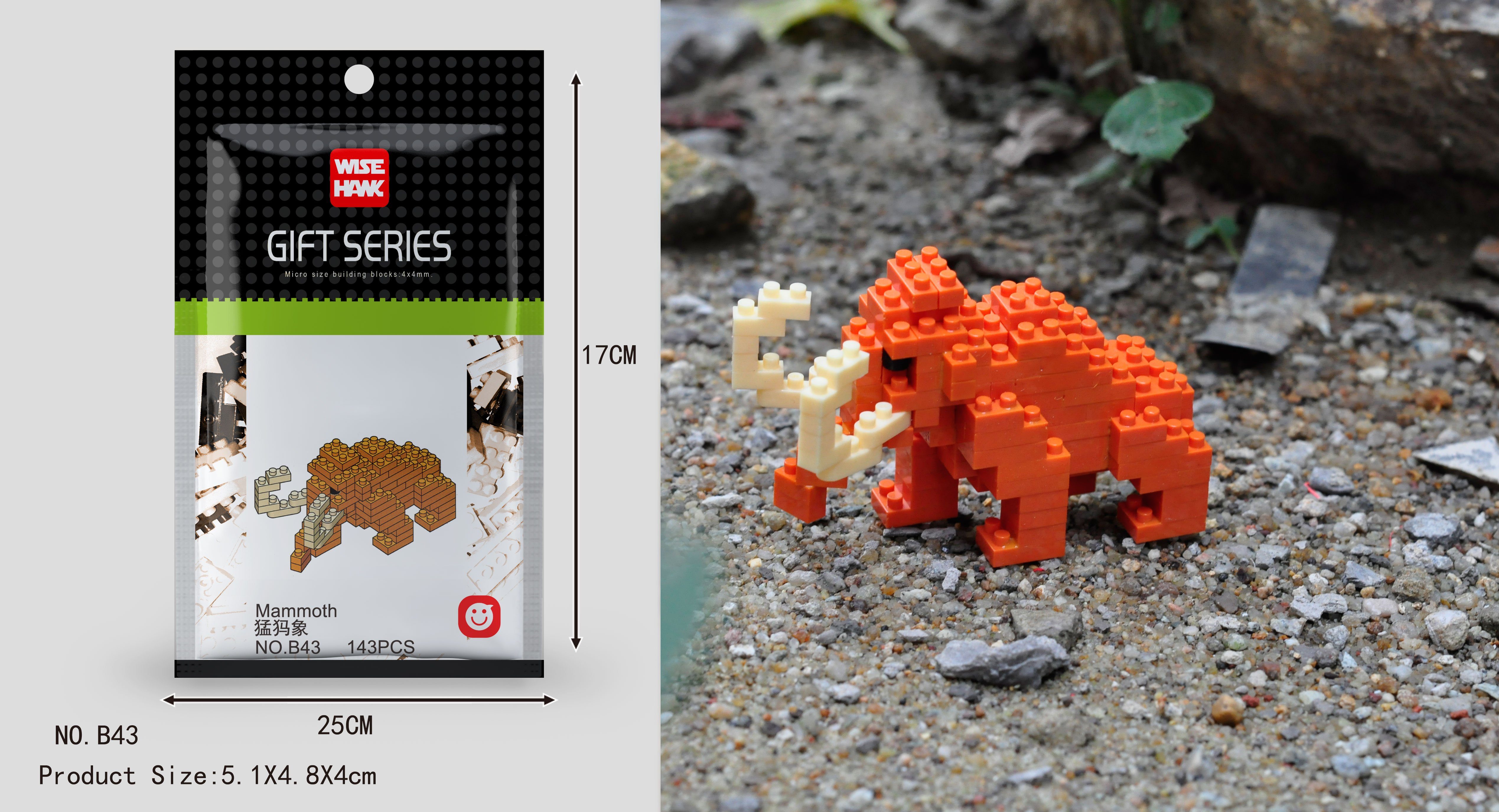 Tinisu Konstruktions-Spielset Mammut Figur Bausteine Modell LNO Micro-Bricks