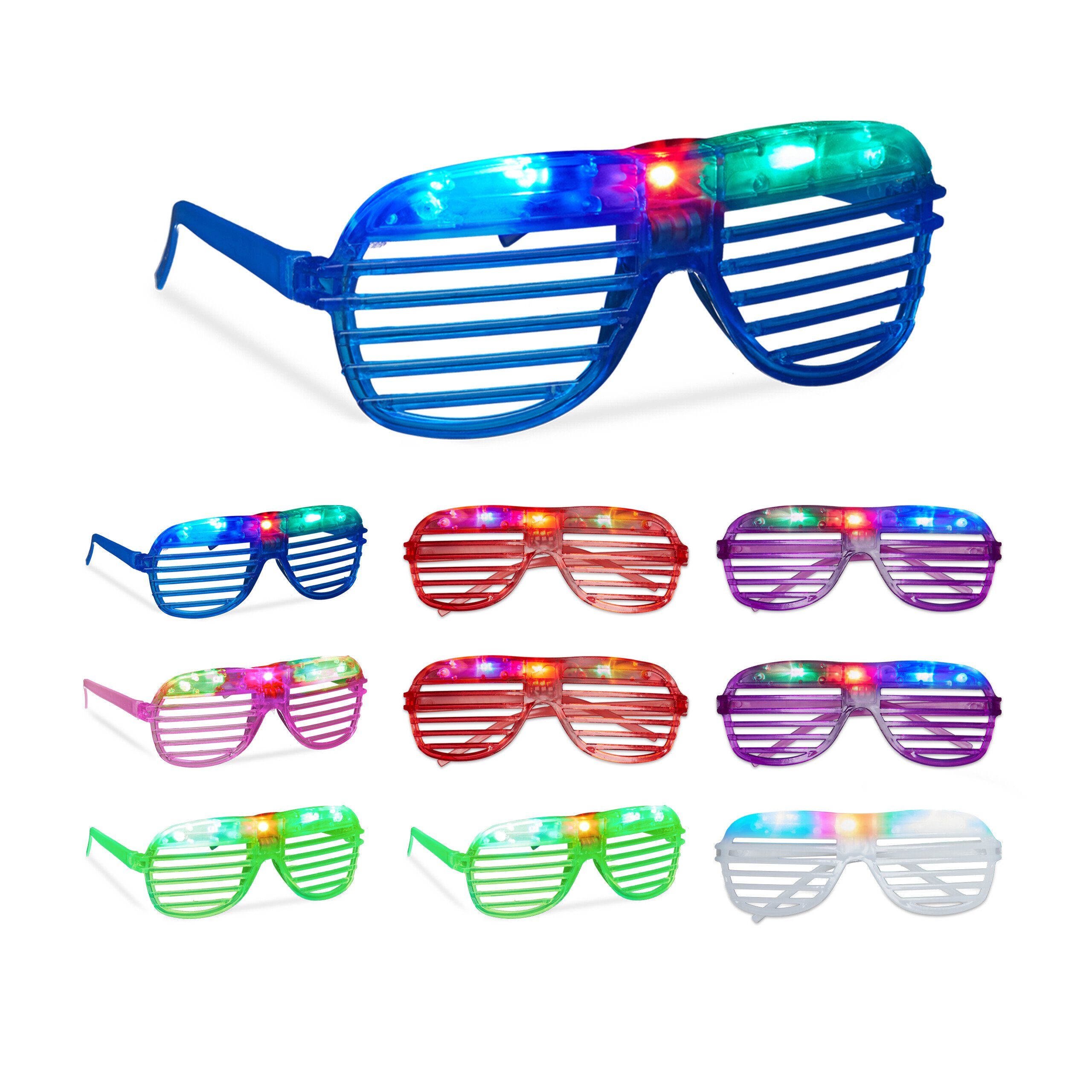 relaxdays Partyanzug LED Brille im 10er Set