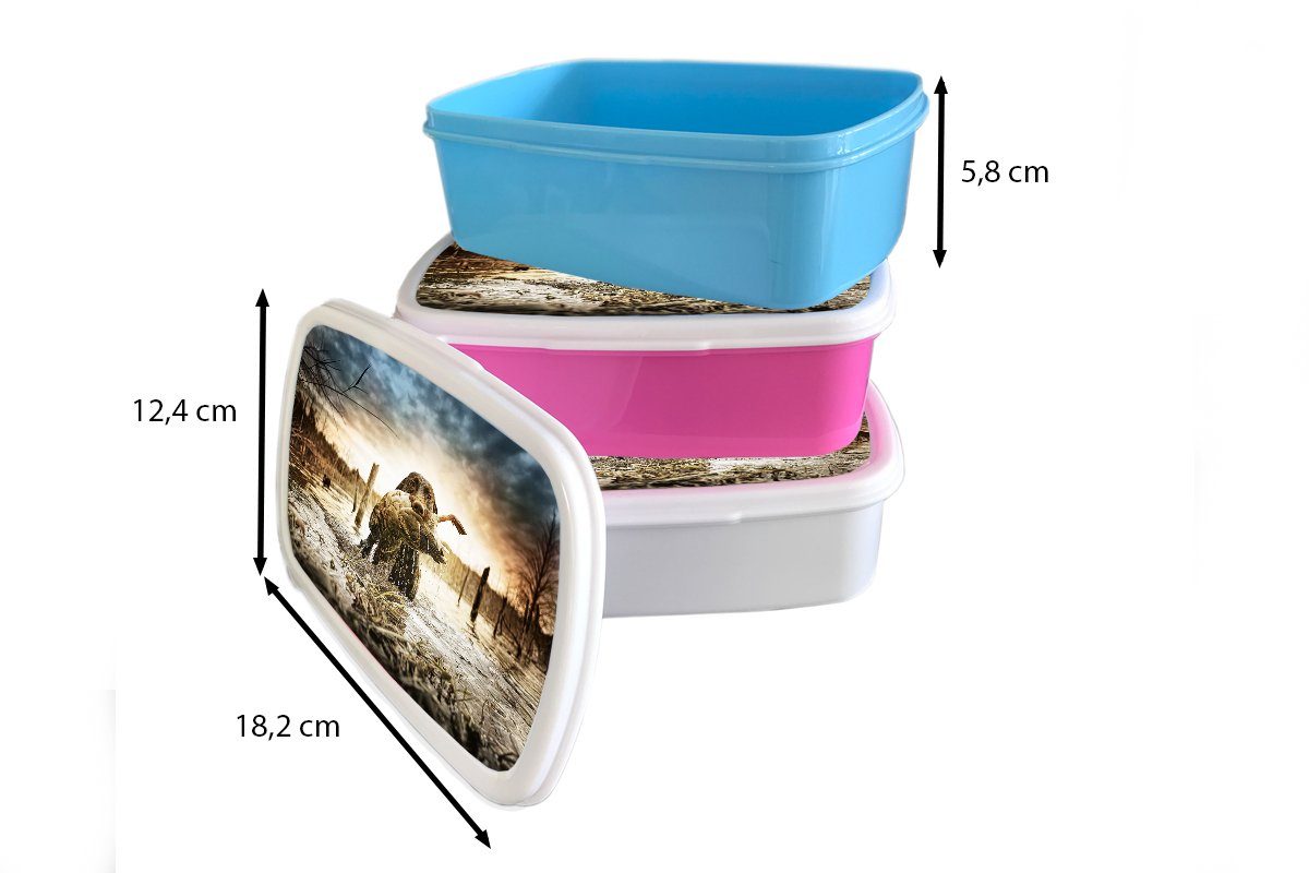 vollendet Lunchbox einer Brotdose Ente Kunststoff, seine Brotbox (2-tlg), Mädchen, Ein Snackbox, Maul, Kinder, für Kunststoff rosa Hund Jagd Erwachsene, im MuchoWow mit
