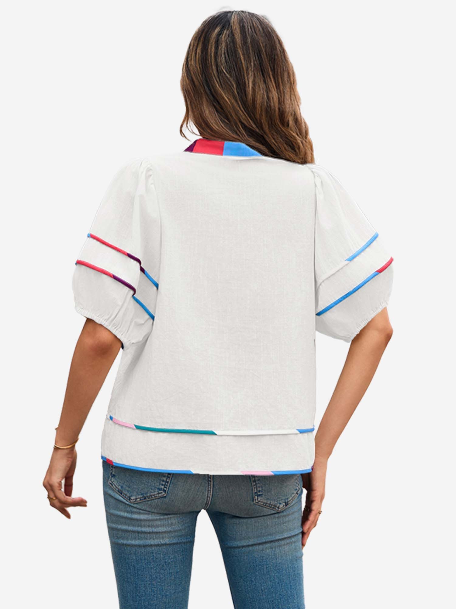 Imily Bela Blusentop Damen Bluse mit Puffärmeln und V-Ausschnitt (Packung, günstig online kaufen
