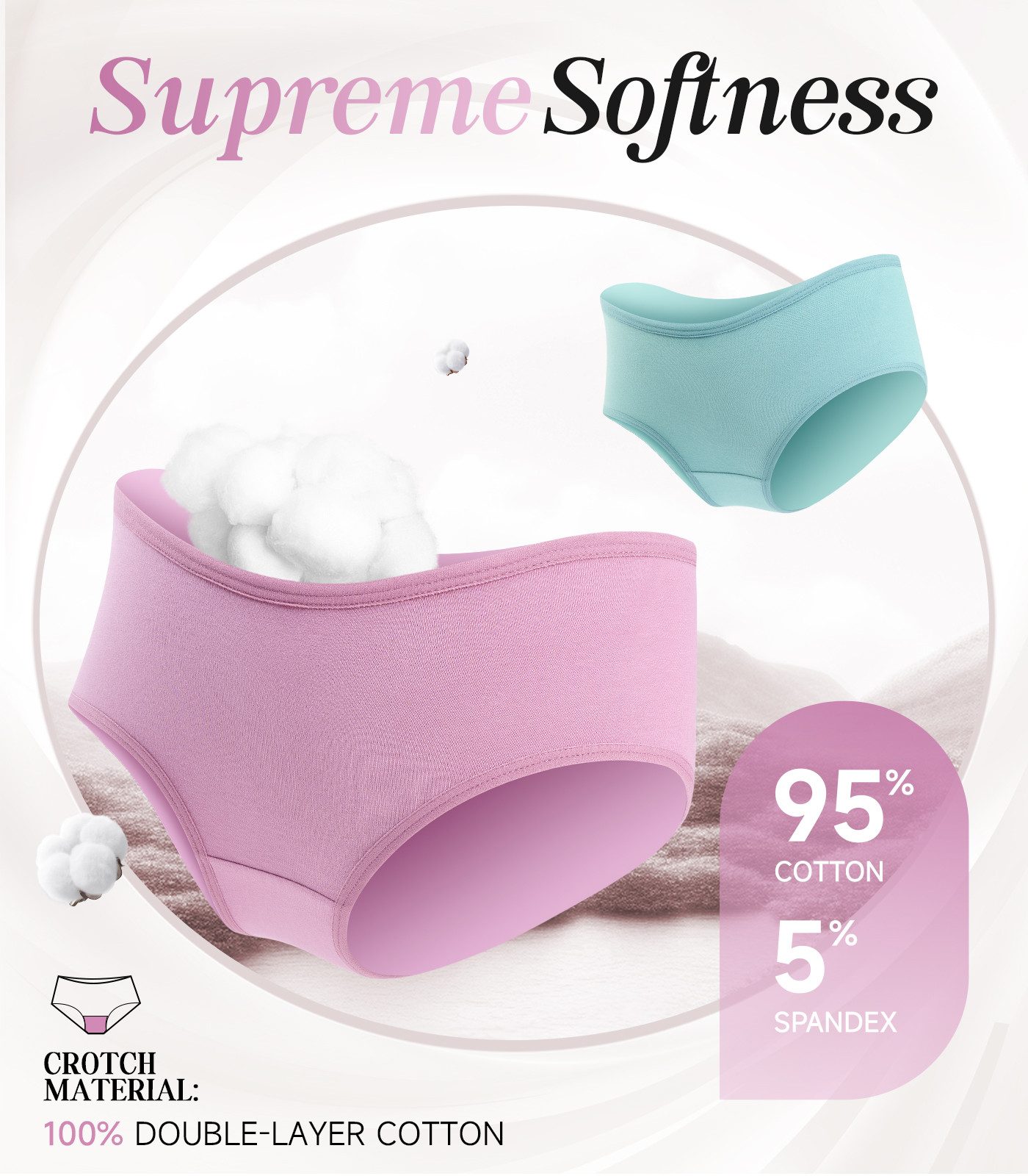 TANSTC Hipster Unterhosen Damen Baumwolle Slips Bequeme Unterwäsche Frauen (Packung, 6-St., 6er-Pack) atmungsaktiv, elastisch, hautfreundlich, nicht umrollender – Bild 4 von 5