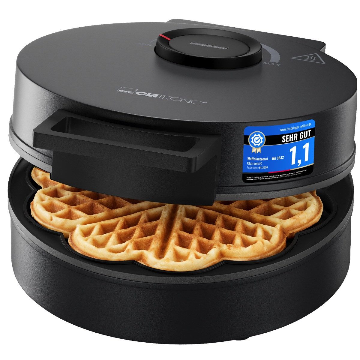 CLATRONIC Waffeleisen WA 3832, Waffeleisen Herzform, Antihaftbeschichtung, 1200W