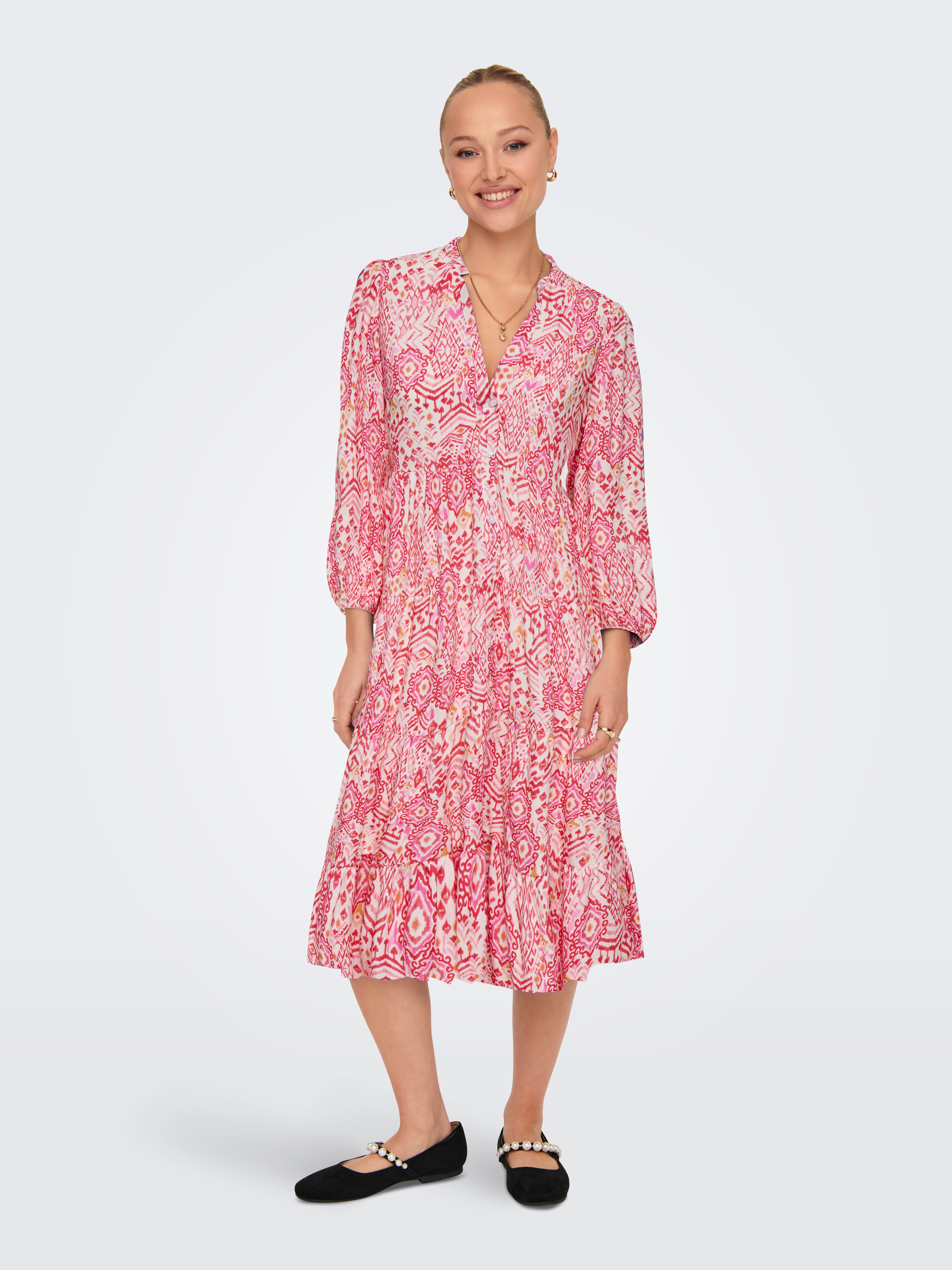 ONLY Tunikakleid ONLMILANA – Tunikakleid aus Viskose mit geblümtem Print geblümt, modisch, loose fit, Viskose, V-Ausschnitt