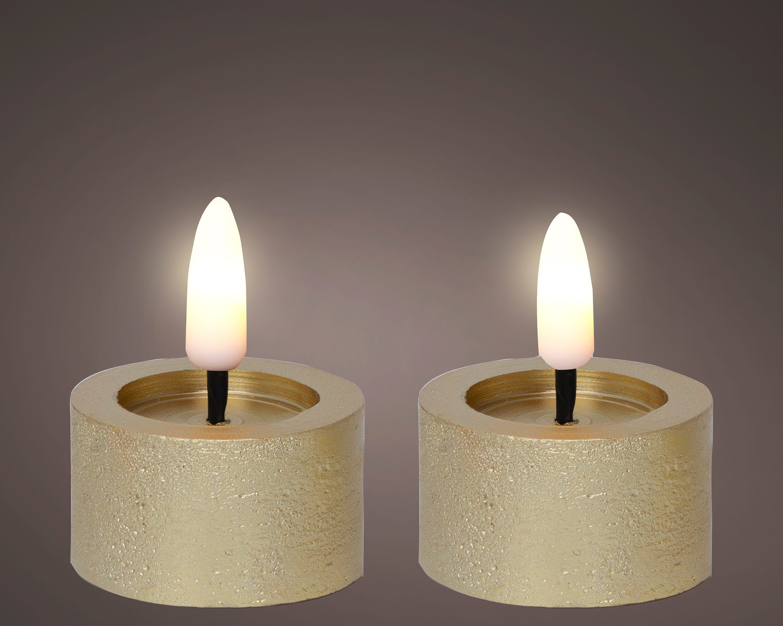 Lumineo LED-Kerze, LED Teelichter mit Timer 4,4x5cm Wachs Gold / Warmweiß 2 günstig online kaufen