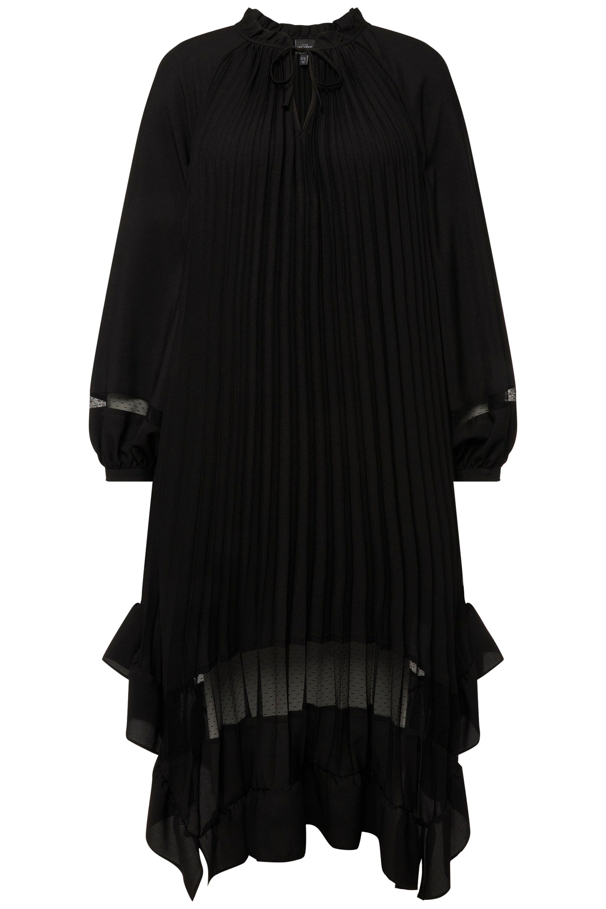 Ulla Popken Midikleid Plissee-Kleid Spitze A-Linie günstig online kaufen