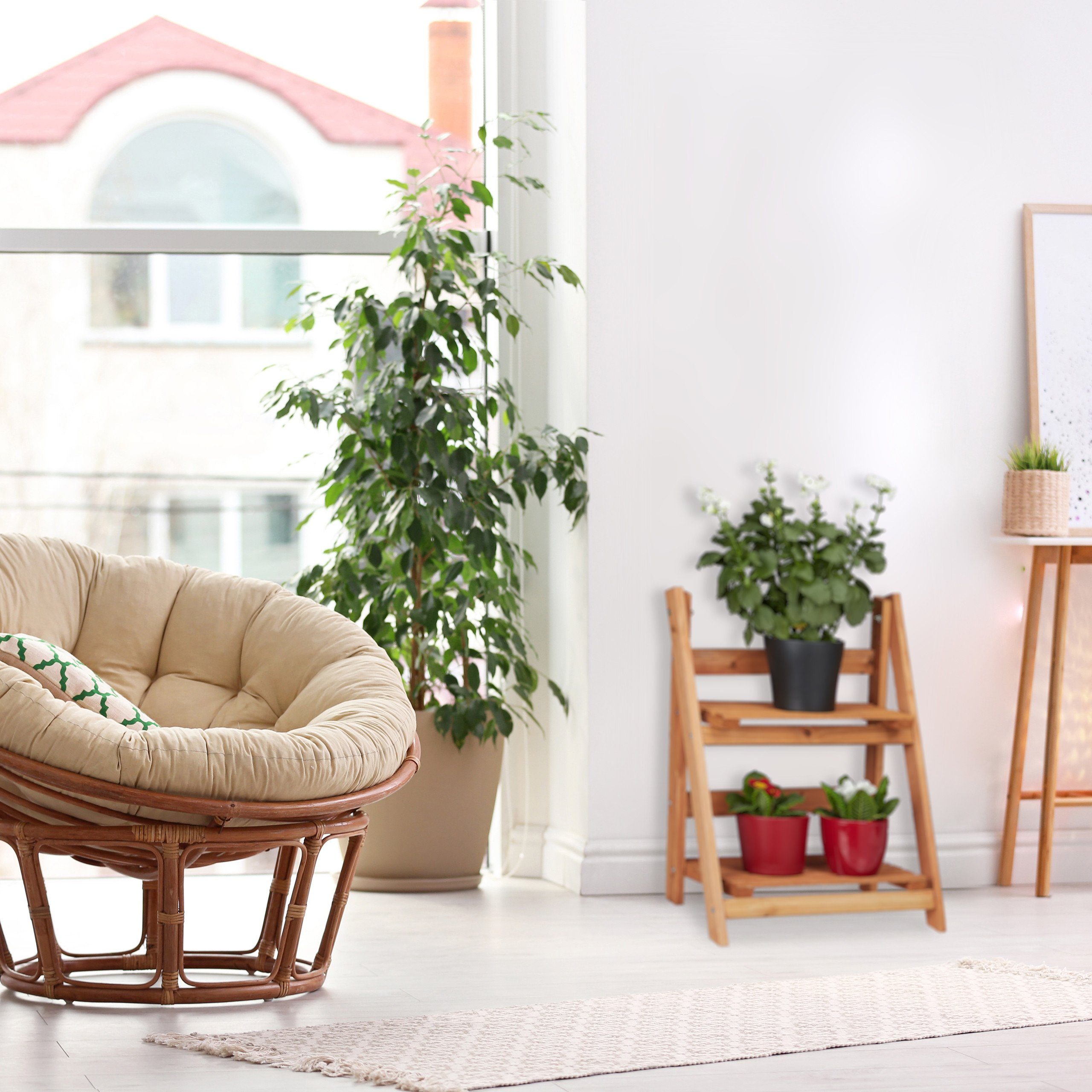 relaxdays Blumenständer Blumentreppe aus Holz, L