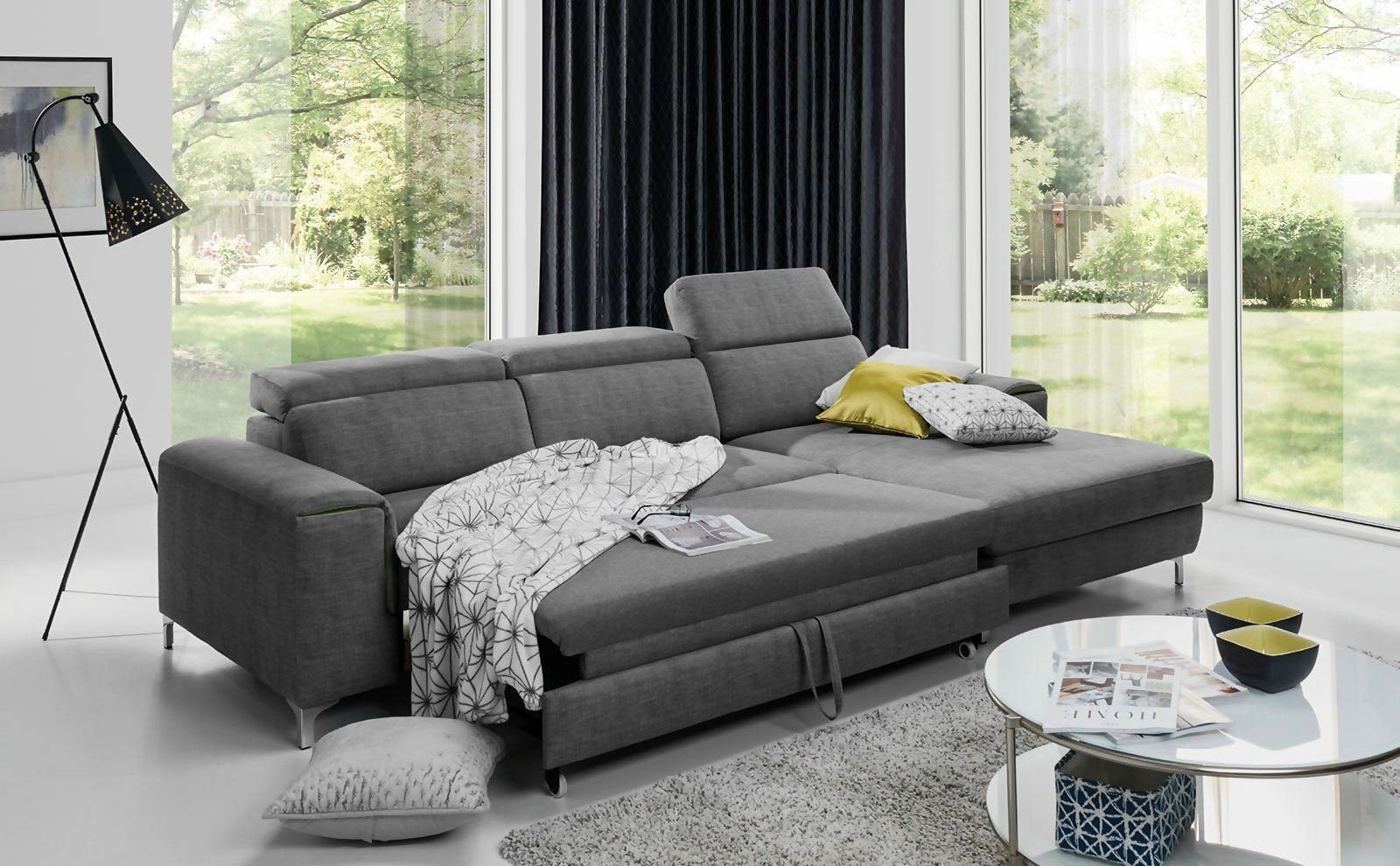 JVmoebel Ecksofa Schlafsofa Garnitur, Wohnzimmer Sofa Polster Mit Sitz Textl Bettfunktion Ecksofa