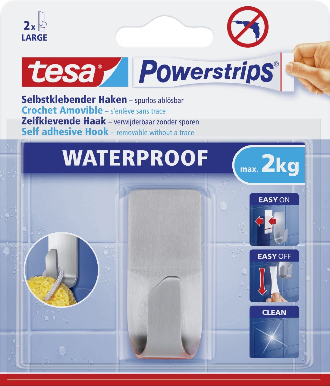 Klebehaken tesa Haken Powerstrip Metall, waterproof