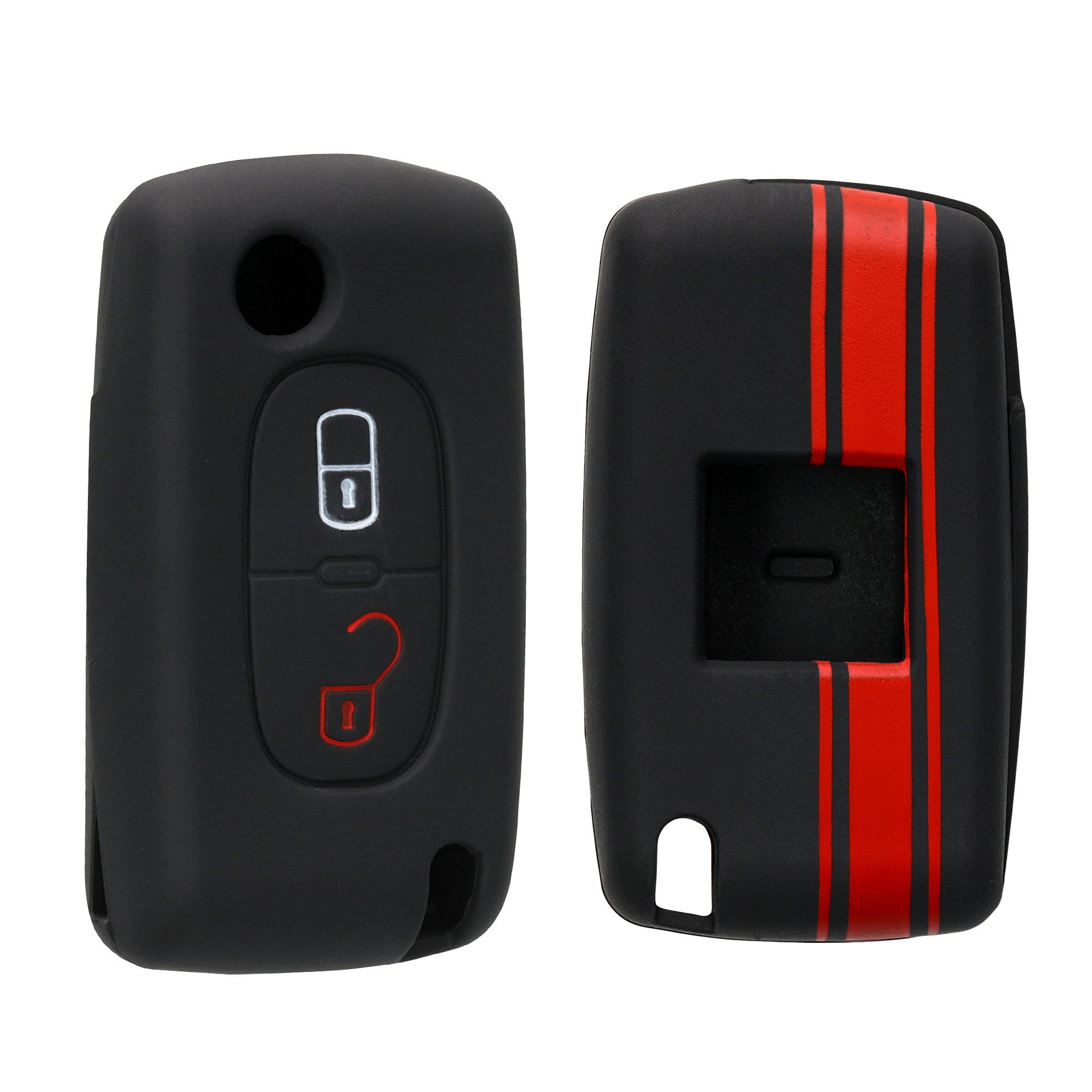 Peugeot Schlüsseltasche Citroen, Cover Autoschlüssel kwmobile Hülle Schlüssel Case Rot für Schlüsselhülle