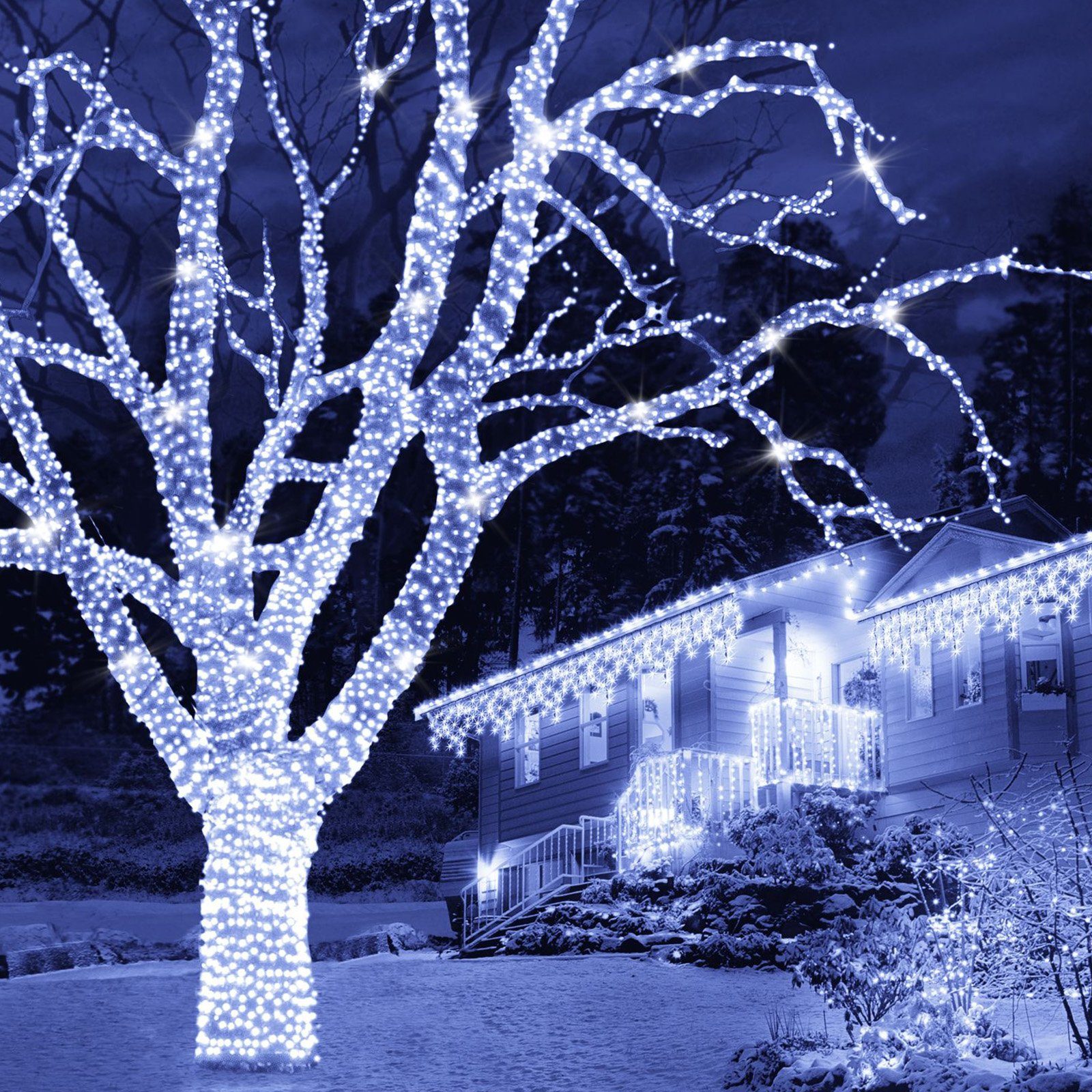 Außen 20m Weiß Rosnek Innen Party LED Weihnachten LED-Baummantel Garten Lichterkette for Baum, 156-flammig