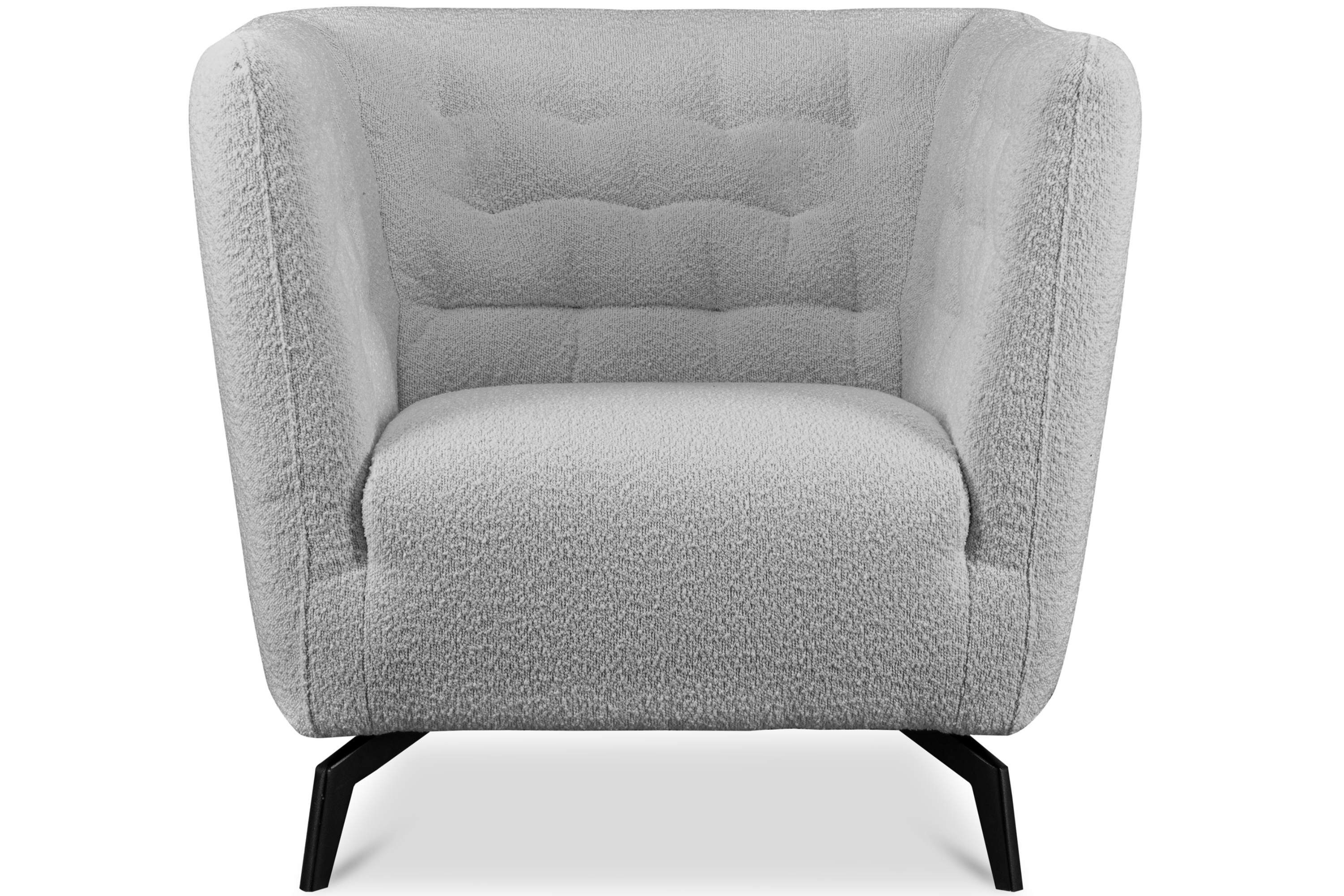 Konsimo Sessel CORDI Gesteppter Sessel, auf hohen Metallfüßen, Schaumstoff und gewellte Feder im Sitz hellgrau | hellgrau