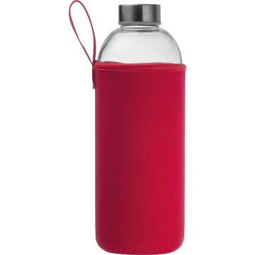 Livepac Office Trinkflasche Trinkflasche aus Glas mit Neoprensleeve / 1000ml / Neoprenfarbe: rot