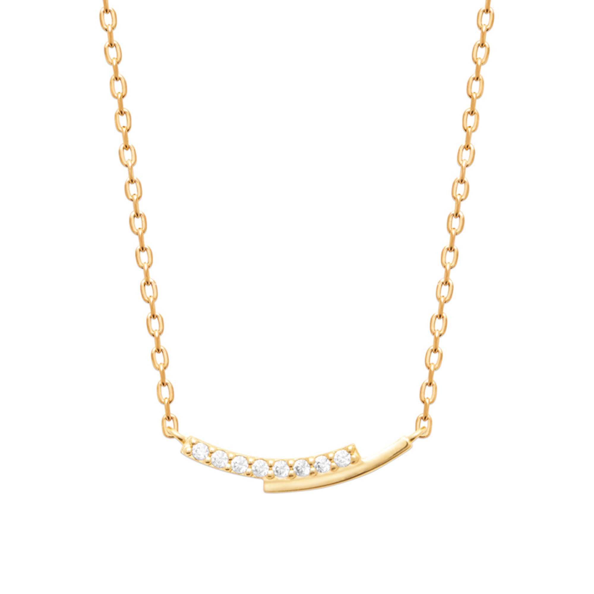 Balia Collier Balia Halskette plain Zirkonia (Halsketten), Damen Halskette (Double) 45cm, vergoldet (Gelbgold 750), Farbe: gold