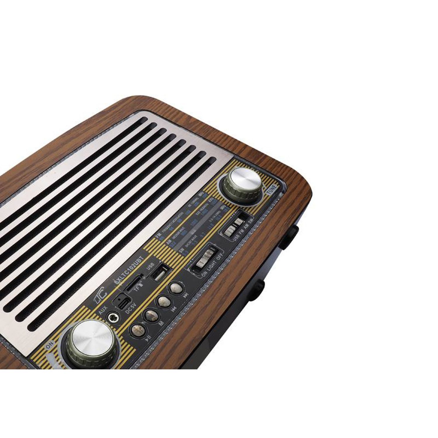 LTC LXLTC102UBT Retro-Radio (FM-Tuner, 5,00 W, Tragbares Radio FM AM Olza Retro mit Beleuchtung)