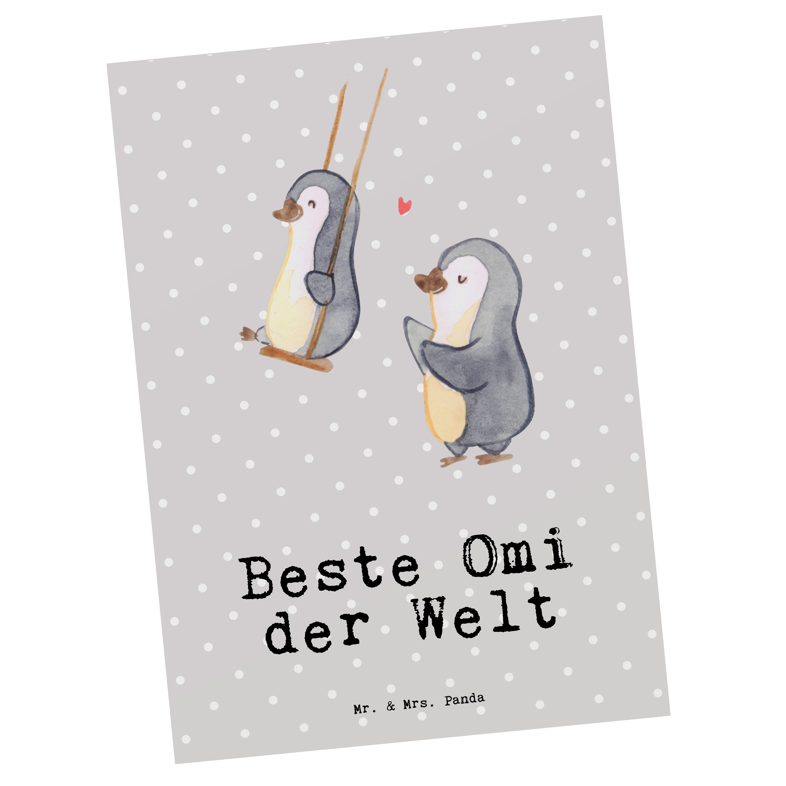 Mr. & Mrs. Panda Postkarte Beste Dank Grau Pinguin Geschenk, Pastell der - - Welt Omi Grußkarte