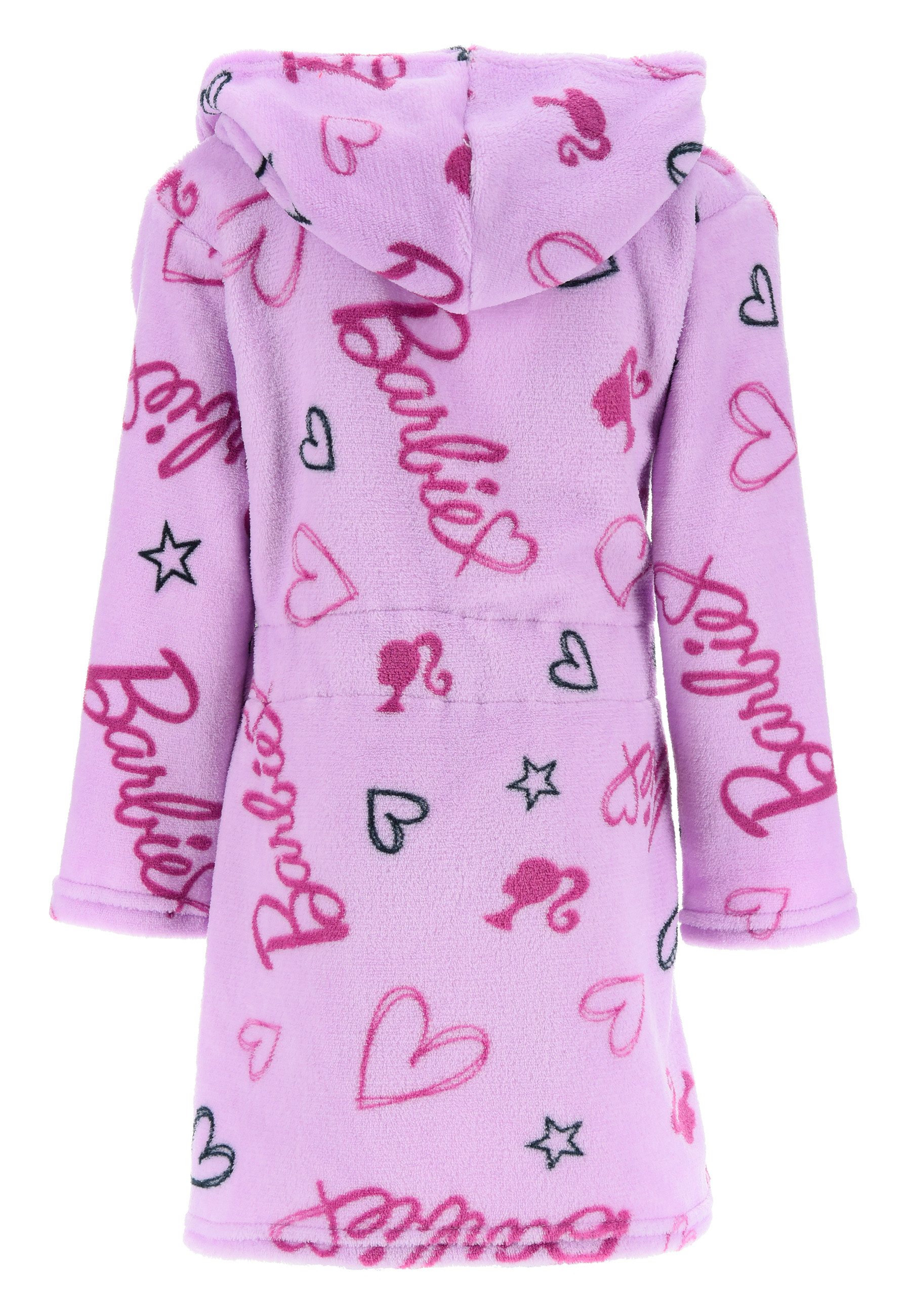 Barbie Kinderbademantel Kinder Mädchen Bademantel Morgenmantel Kapuze mit Ohren und Schleife
