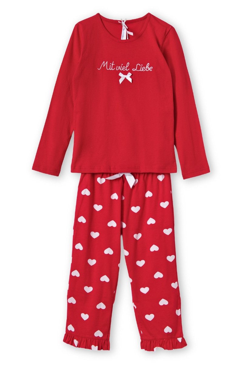 Louis & Louisa Pyjama Pyjama Kinder - MIT VIEL LIEBE - rot/weiß – Bild 3 von 4