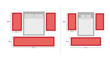 Bettumrandung Gabbeh Uni, Handweb Teppich, meliert, reine Schurwolle THEKO, Höhe 14 mm, (3-tlg), Bettvorleger, Uni-Farben, handgewebt, Läufer-Set, Schlafzimmer