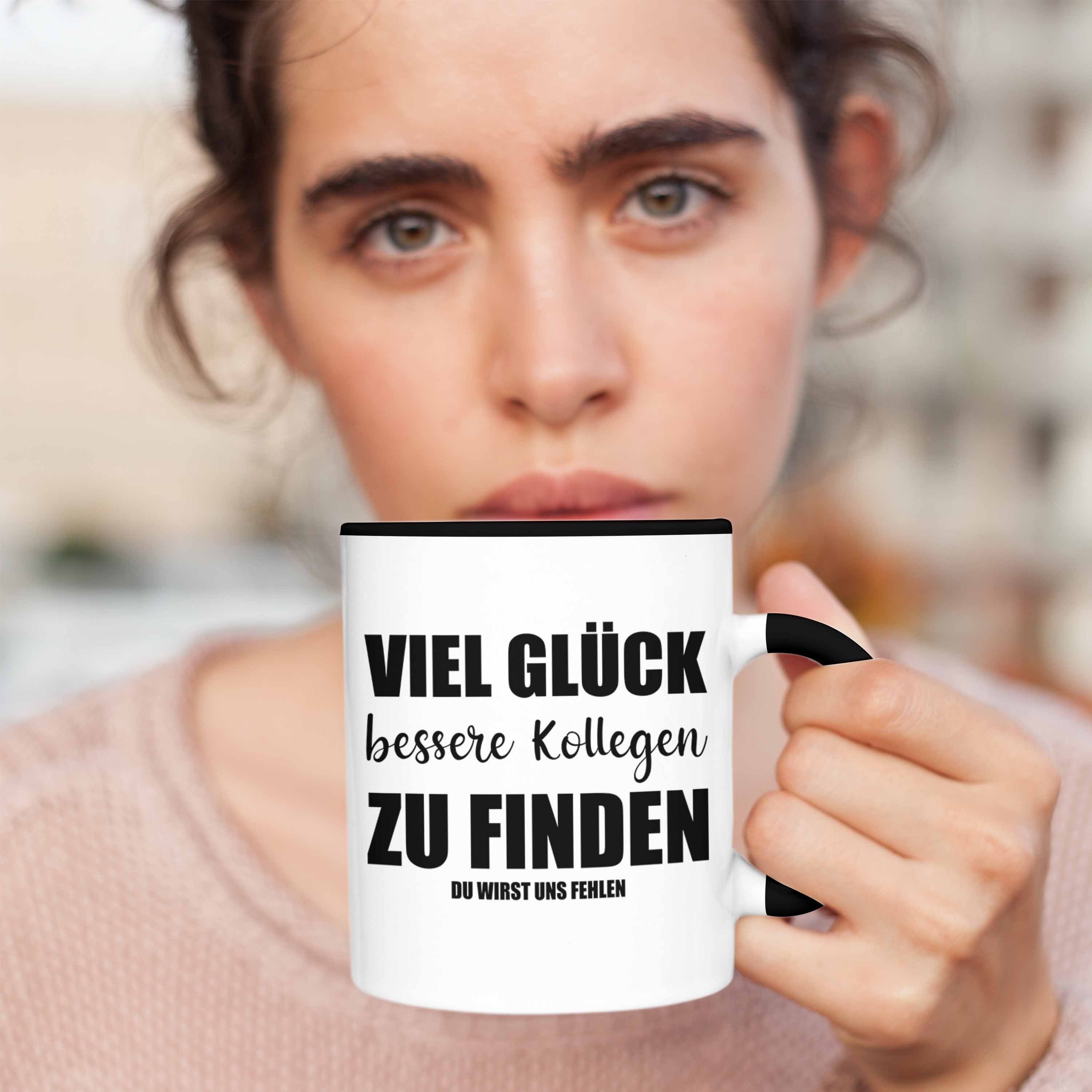 Abschiedsgeschenk Jobwechsel Schwarz Tasse Kollege Tasse Viel - Kollegin Geschenk Sprüche Lustig Glück Trendation