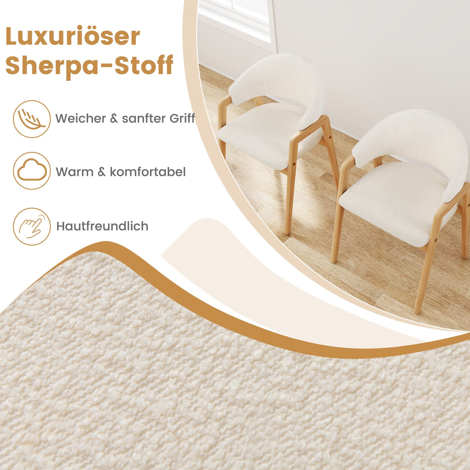 COSTWAY Esszimmerstuhl (2er Set), Polsterstuhl Holz mit Armlehnen 150kg günstig online kaufen