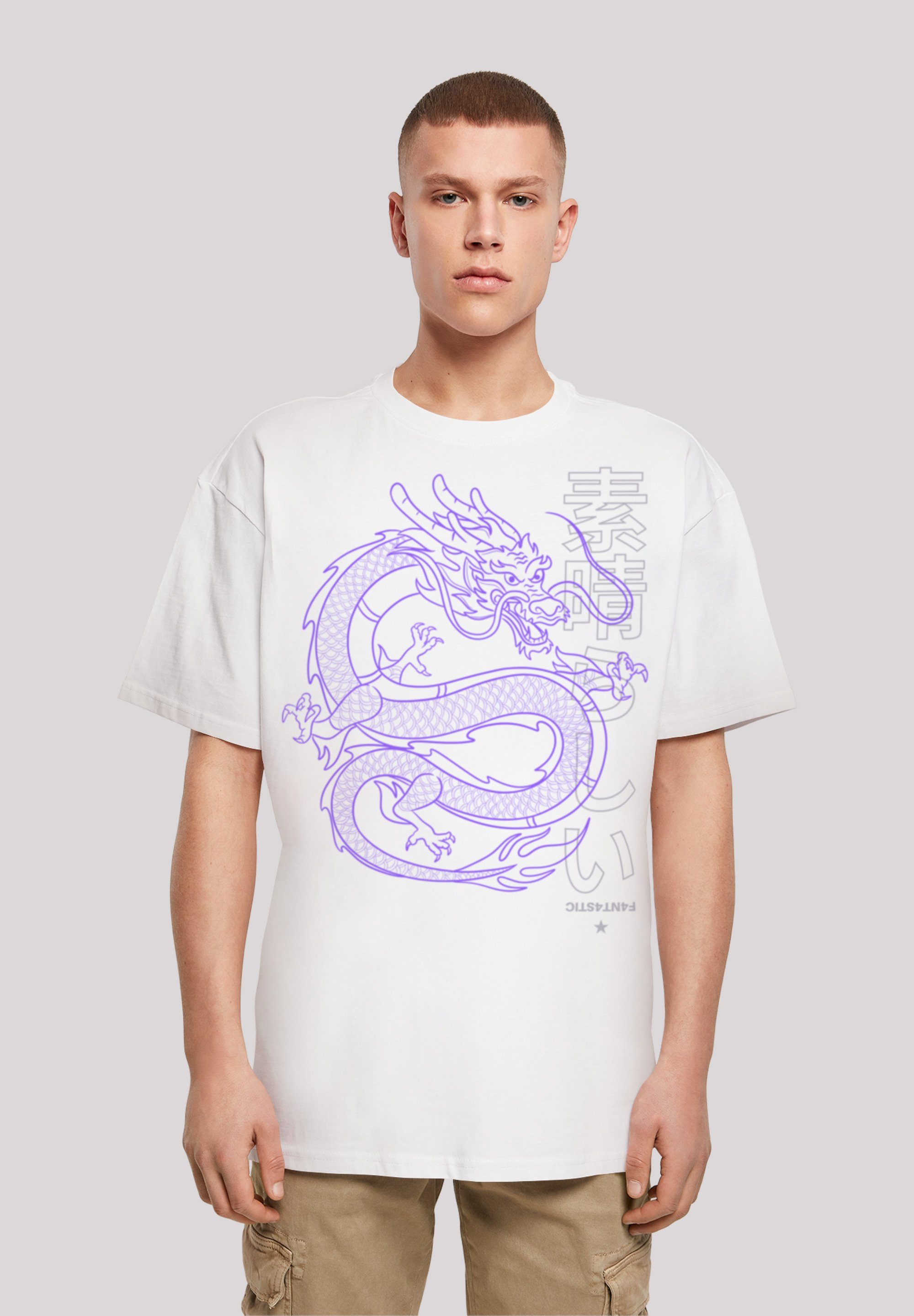 F4NT4STIC T-Shirt Drache Japan Print weiß